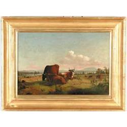 ATTRIBUTED TO THOMAS HEWES HINCKLEY (American, 1813-1896) COWS, CHICOPEE, MASS