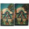 Image 1 : PAIR OF OUTSTANDING EARLY 19TH CENTURY PAINTED WINDOW SHADES