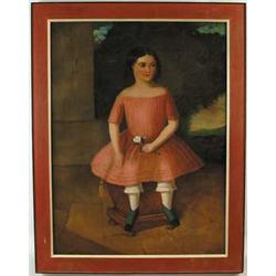 UNSIGNED (American, Early 19th Century) FOLK PORTRAIT OF MISS MAE PETERMAN 1804