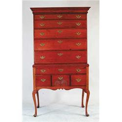 FINE QUEEN ANNE TWO-PART CHERRY HIGHBOY