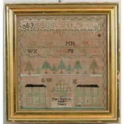 FINE NEEDLEWORK SAMPLER BY MARY WATSON AGED 16 YEARS