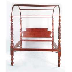 OUTSTANDING MAHOGANY CARVED POST QUEEN SIZE CANOPY BED