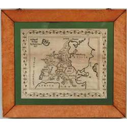 FINE SILK WORK NEEDLEWORK MAP OF EUROPE BY MARY OWEN 1837