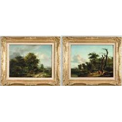 ATTRIBUTED TO ANDRIES VERMEULEN (Dutch, 1763-1814) TWO SUMMER LANDSCAPES WITH FIGURES