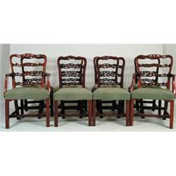 SET OF EIGHT 18TH IRISH CHIPPENDALE RIBBON BACK CHAIRS