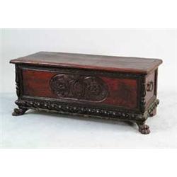 EARLY 18TH CENTURY CARVED WALNUT CASSONE