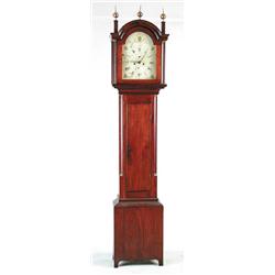 SCARCE 18TH CENTURY NEW ENGLAND MAHOGANY GRANDFATHER CLOCK BY JOHN BAILEY