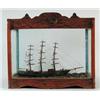 Image 1 : INTERESTING WATERLINE SHIP MODEL IN SAILOR MADE CARVED CASE
