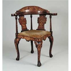 FINE 18TH CENTURY DUTCH MARQUETRY CORNER CHAIR