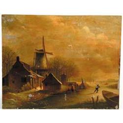 ANDREAS SCHELFHOUT (Dutch, 1787-1870) WINTER SKATING SCENE