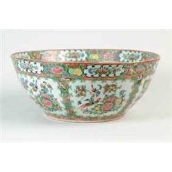 OUTSTANDING ANTIQUE ROSE MEDALLION PUNCH BOWL