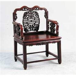 FINE ANTIQUE ORIENTAL ROSEWOOD SIGNED ARMCHAIR