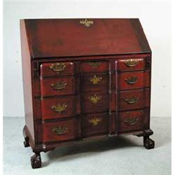 CHIPPENDALE MAHOGANY BLOCK FRONT DESK