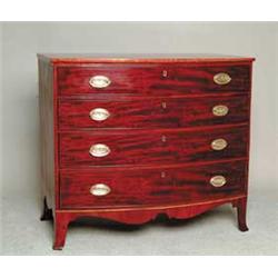 HEPPLEWHITE MAHOGANY INLAID BOWFRONT FOUR DRAWER GRADUATED CHEST