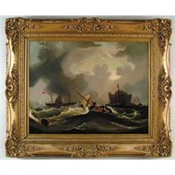 CALVERT (English, 19th Century) “SHIPPING IN CHOPPY SEAS”