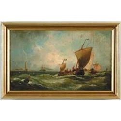 ALBERT VON BEEST (American, 1820-1860) FRENCH FISHING FLEET
