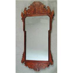 INLAID MAHOGANY CHIPPENDALE MIRROR