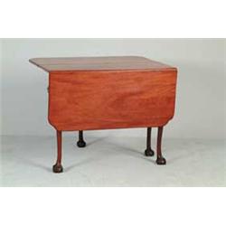 DIMINUTIVE CHIPPENDALE MAHOGANY BALL AND CLAW FOOT DROP LEAF TABLE