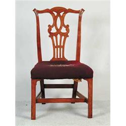 MASSACHUSETTES CHIPPENDALE MAHOGANY CARVED SIDE CHAIR