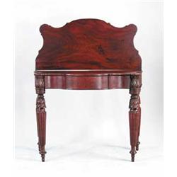 CLASSICAL CARVED MAHOGANY SERPENTINE FRONT CARD TABLE