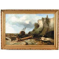 ANDREW W. MELROSE (American, 1836-1901) SHIPWRECK OFF DOVER
