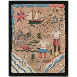 FINE GRENFELL HOOKED SAMPLER RUG