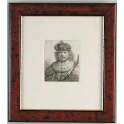 REMBRANDT HERMENZ VAN RIJN (Dutch, 1606-1669) REMBRANDT WITH RAISED SABRE