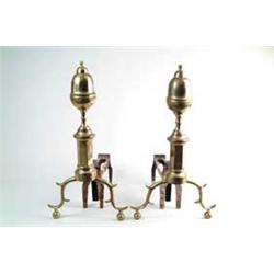 PAIR OF FEDERAL TALL BRASS ANDIRONS