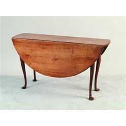 QUEEN ANNE CURLY MAPLE DROP LEAF DINING TABLE