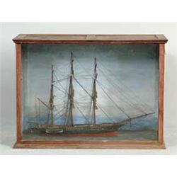 CASED WATERLINE SHIP MODEL