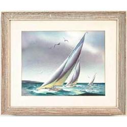 SANDOR BERNATH (American, 1892-1984) YACHT RACING