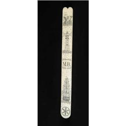 FINE WHALE BONE SCRIMSHAW BUSK