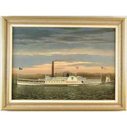 ALBERT SZATMAR NEMETHY (American, 1920-) SIDEWHEELER “METAMORA”
