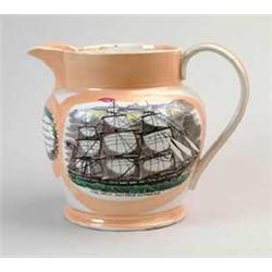 LARGE LUSTRE JUG WITH SHIPS