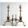 Image 1 : PAIR OF FEDERAL BRASS LEMON TOP ANDIRONS