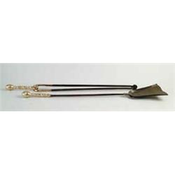 FINE PAIR OF FEDERAL BRASS LEMON TOP FIRE TOOLS
