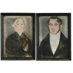 UNSIGNED (American, Early 19th Century) PAIR OF ANCESTRAL PORTRAITS