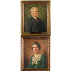 JOSEPH B. KAHILL (American, 1882-1957) PAIR OF PORTRAITS OF MR. & MRS. NATHAN A. CUSHMAN