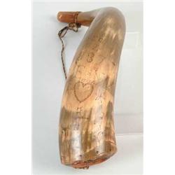 FINE DECORATED MASTER POWDER HORN FROM JONESBORO, MAINE