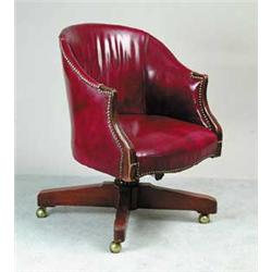 MAINE LEGISLATOR’S SWIVEL LEATHER ARMCHAIR