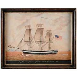 UNSIGNED (19th/early 20th Century) SHIP PORTRAIT OF THE BELISARUIS OF SALEM