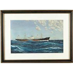 JOCHEN LACHOE? (20th Century)  SHIP PORTRAIT OF THE FREIGHTER HAR CANAAN