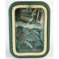 INTERESTING CARVED AND PAINTED WHALING DIORAMA