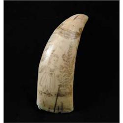 SCRIMSHAW WHALE’S TOOTH