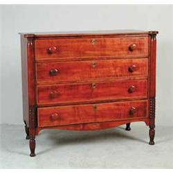 SHERATON MAPLE AND CURLY MAPLE INLAID FOUR DRAWER CHEST
