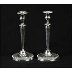 PAIR OF TALL FRENCH STERLING CANDLESTICKS