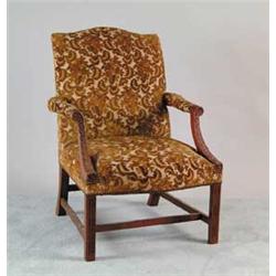 CARVED CHIPPENDALE OPEN ARMCHAIR