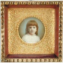 ALINE SUBIT (American, 1819-1896) MINIATURE PORTRAIT OF A YOUNG GIRL