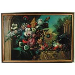 CHAPPEL 1927 (Probably Edward Chappel, Belgian, 1859-1946) CLASSICAL STILL LIFE WITH FLOWERS, FRUIT 