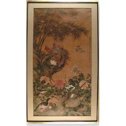 UNSIGNED (Chinese, 18th Century) LANDSCAPE WITH BIRDS AND FLOWERS